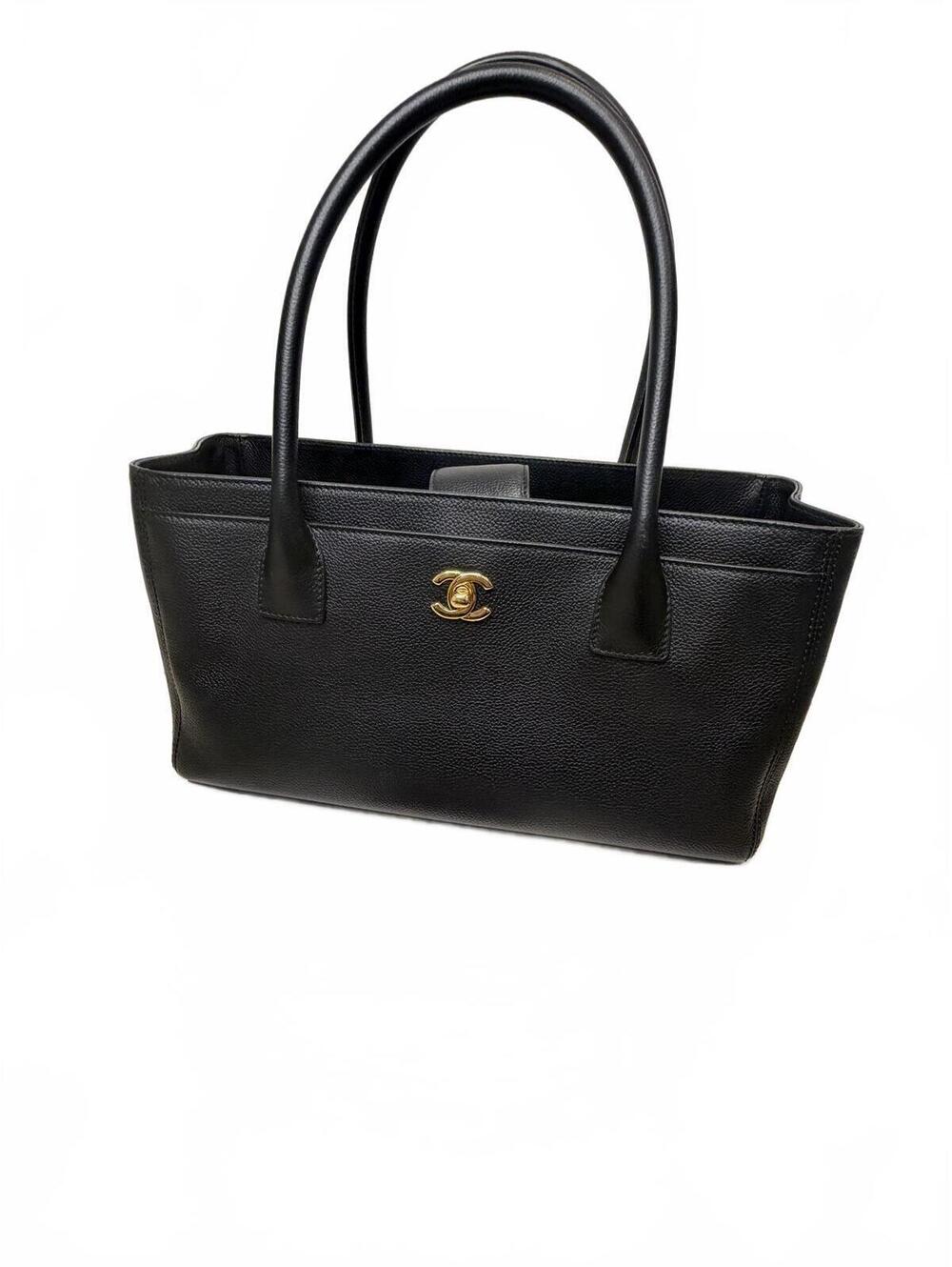 Authentic Chanel Black Leather Cerf Shopping Tote Pristine - Picture 2 of 14